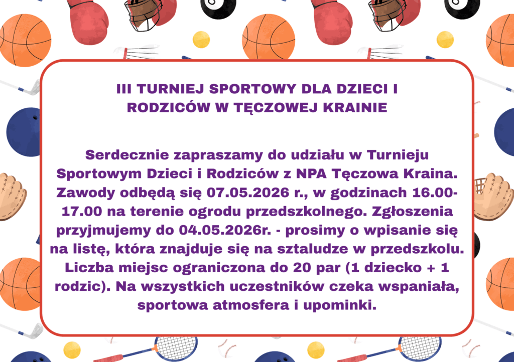 iii turniej sportowy dla dzieci i rodzicÓw w tĘczowej krainie